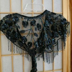 Women's Vintage Beaded Shawl Collar